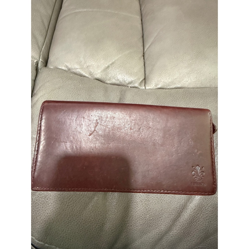 Firenze‎ Italy Oxblood Genuine Leather Continental Accordion Wallet Burgundy